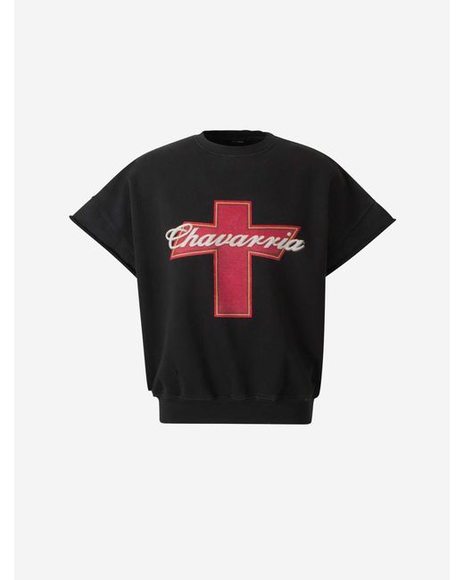 Willy Chavarria Black Cotton Cross T-shirt for men