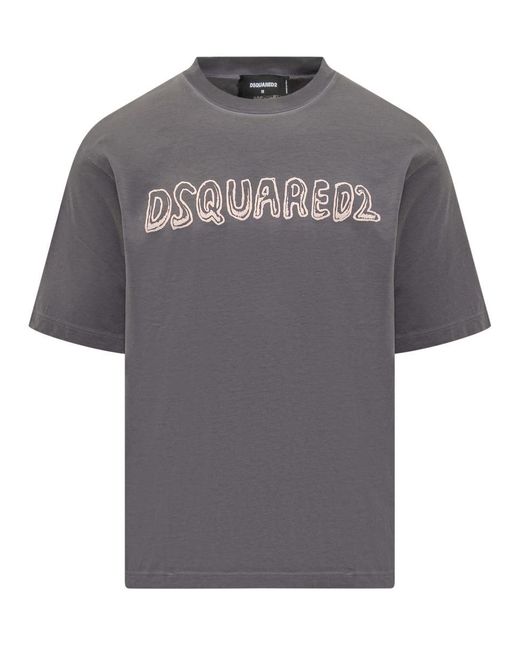 DSquared² Gray Loose Fit Tee for men