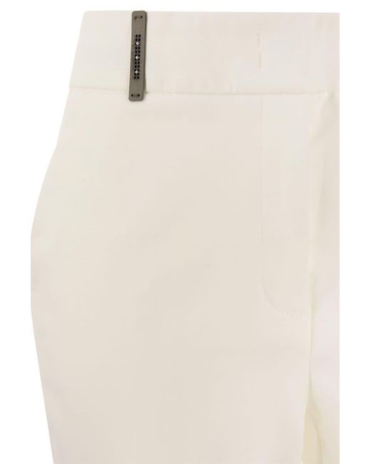 Peserico White Iconic Fit Trousers In Comfort Cotton Satin