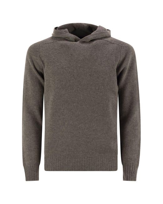 Tagliatore Gray Virgin Wool Sweater With Hood for men