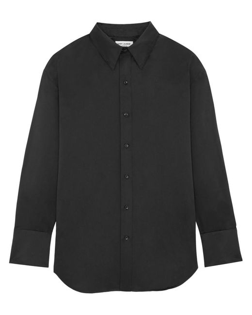 Saint Laurent Black Silk Oversized Shirt for men