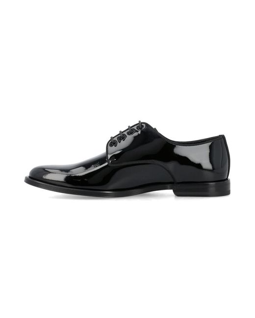 Dolce & Gabbana Black Glossy Derby Shoes for men