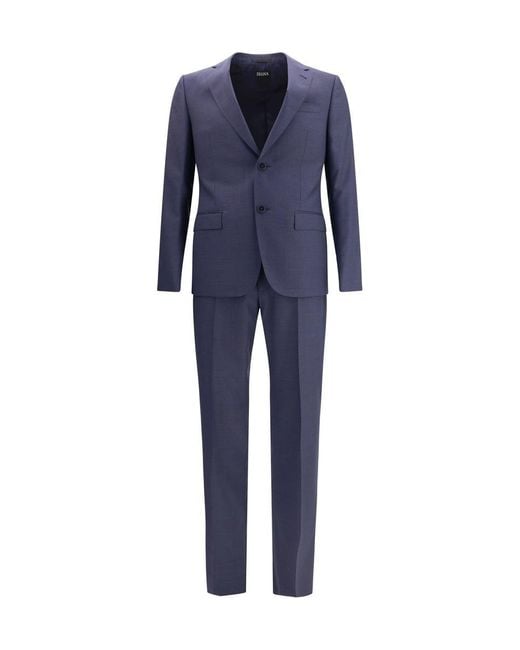 Zegna Blue Wool Suit for men