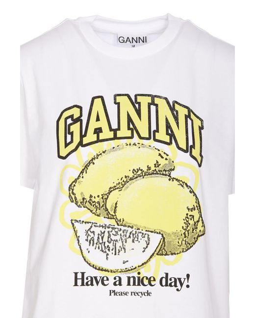Ganni Metallic 'lemons' T-shirt