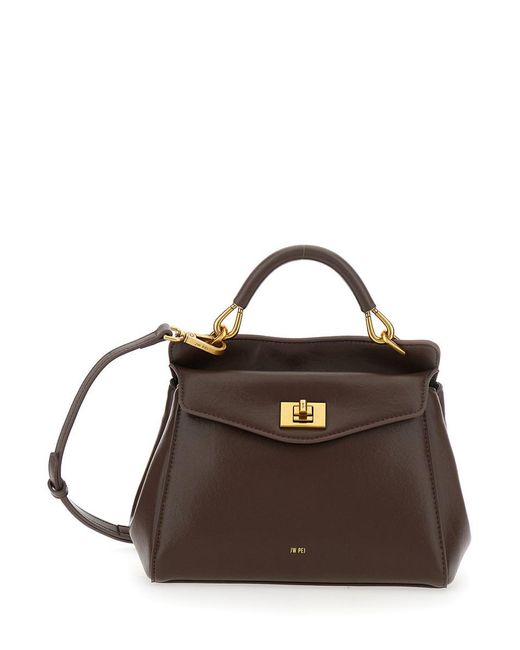 JW PEI Brown 'Lucia Classic Top' Handbag With Adjustable And Removable Shoulder Strap And Turn-Lock Closure