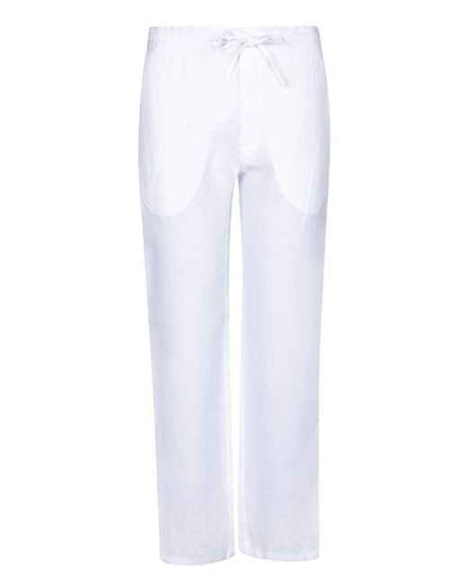 120% Lino White Trousers for men