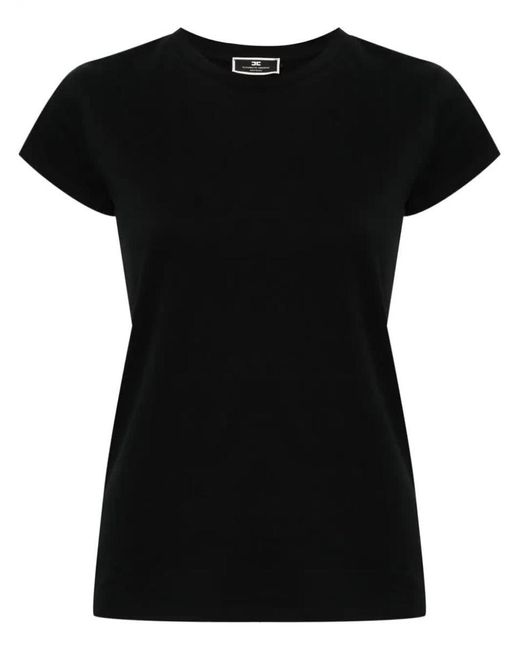 Elisabetta Franchi Black Logo Embroidery T-Shirt