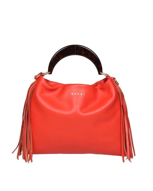 Marni Red Handbag In Soft Calf Leather