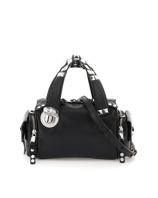 Marc Jacobs 'the Studded Pushlock Mini Satchel' Leather Bag in Black ...