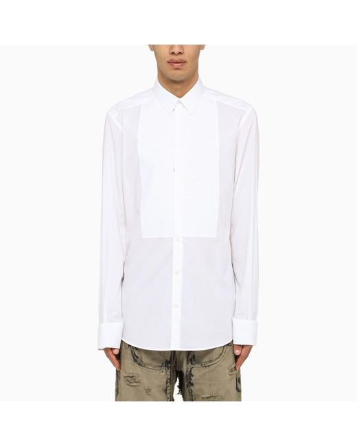 Dolce & Gabbana White Dolce&Gabbana Poplin Tuxedo Shirt for men