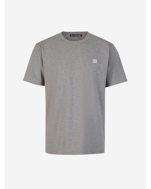 Acne Gray Logo Cotton T-shirt for men