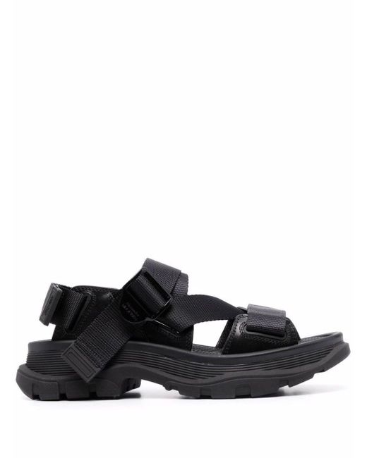 Alexander McQueen Leather Tread Flat Sandals in Black - Save 17% - Lyst