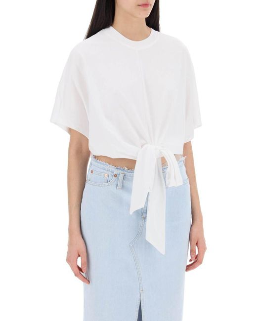 Closed White T-Shirt With Knot Detail