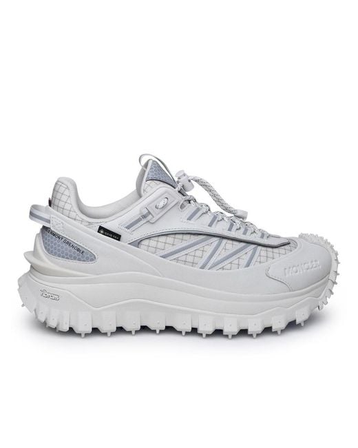 Moncler Gray White Leather Blend Sneakers