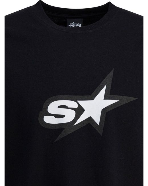 Stussy Black Cotton T-Shirt for men