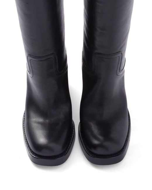 Prada Black 90mm Knee-high Leather Boots