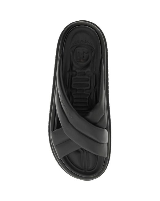 Dolce & Gabbana Black Faux Leather Slides for men