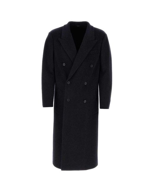 Fendi Blue Wool Blend Coat for men