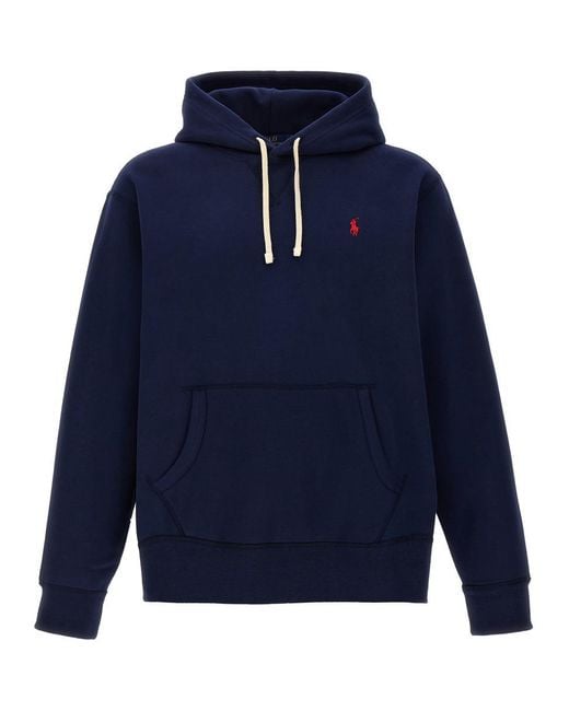 Polo Ralph Lauren Blue Fleece-Back Cotton Hoodie for men
