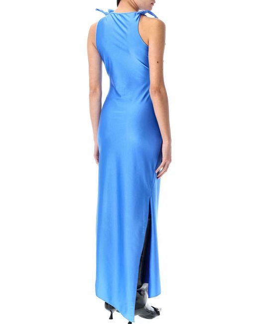 Coperni Blue Asymmetric Flower Gown