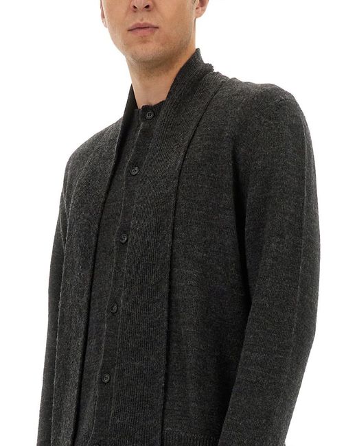 MM6 by Maison Martin Margiela Black Button-Up Wool Cardigan With Shawl Collar for men