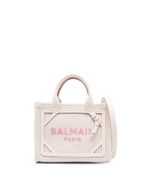 Balmain Pink B-army Mini Canvas Shopping Bag