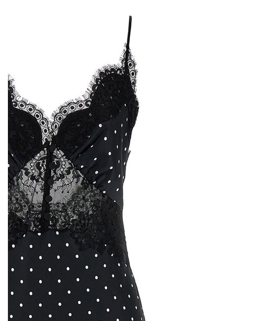Self-Portrait Black 'Polka Dot Satin Lace Maxi' Dress