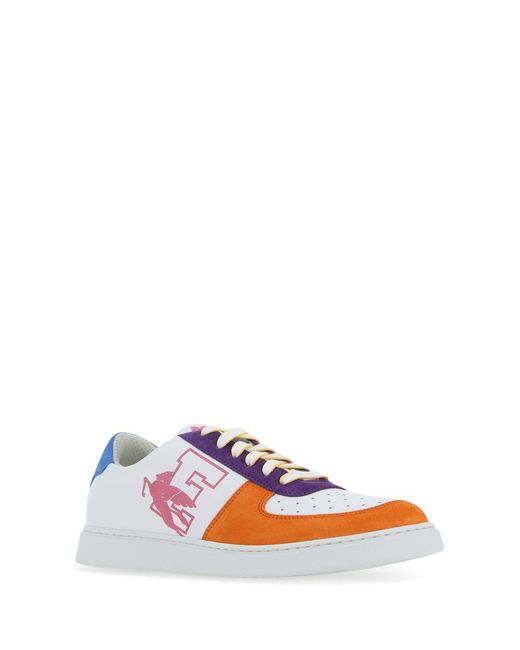 Etro White Colour-blocked Lace-up Sneakers
