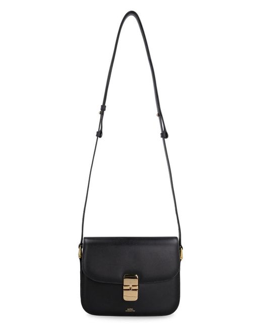 A.P.C. Black Smooth Leather Crossbody Bag For