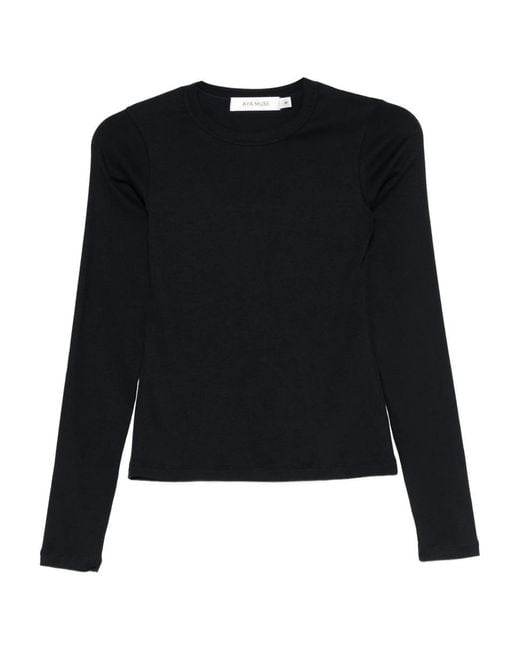 AYA MUSE Black Ribbed Long Sleeve Shirt