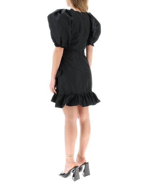 MSGM Black Draped Mini Dress