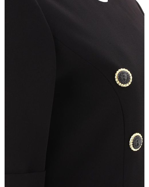 Balmain Black 8-button Crepe Dress