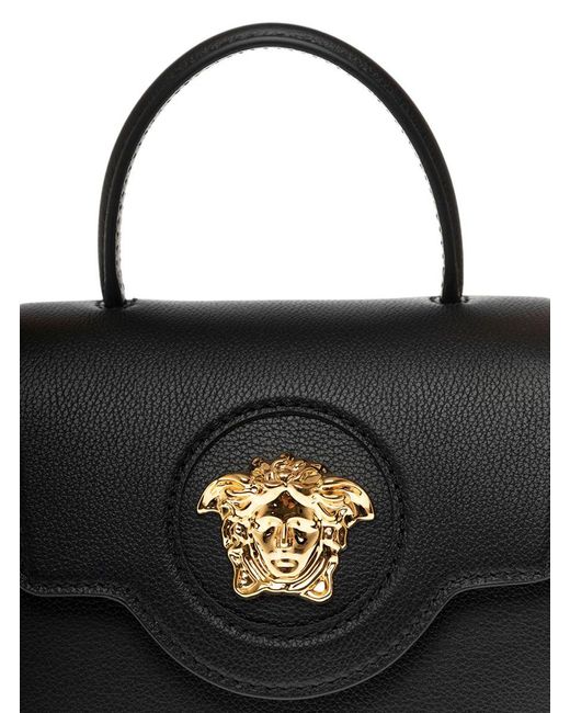 Versace 'la Medusa' Black Handbag With Logo Detail In Leather Woman