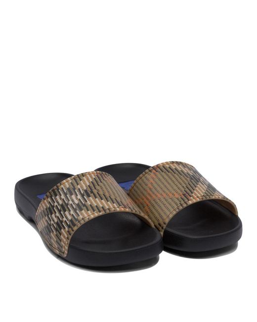 Burberry White Dive Check Sandals
