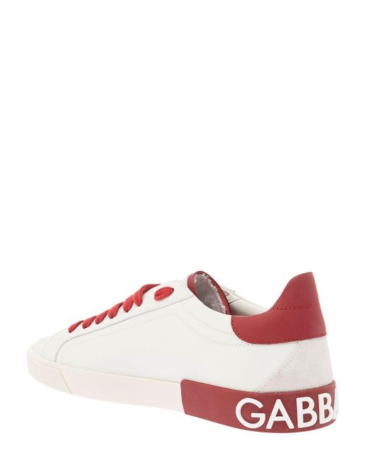 Dolce & Gabbana Pink 'Portofino' And Low Top Sneakers With Logo Patch for men