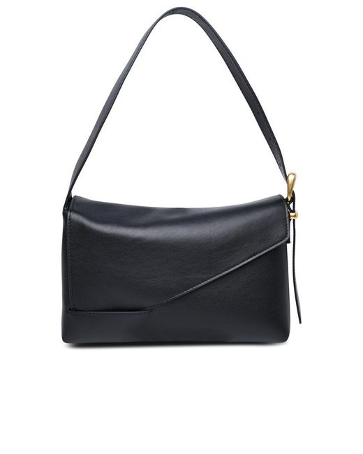 Wandler Black 'Oscar Baguette' Calf Lear Bag