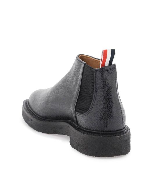 Thom Browne Black Mid Top Chelsea Ankle Boots for men