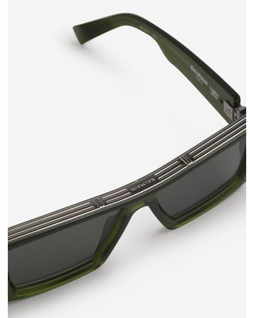 Balmain Green Rectangular Sunglasses for men
