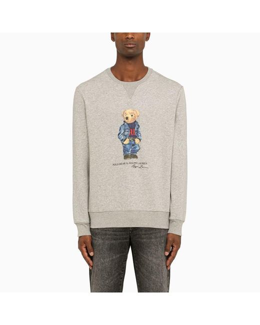 Polo Ralph Lauren Grey Crewneck Sweatshirt With Print in Grey for Men |  Lyst Canada