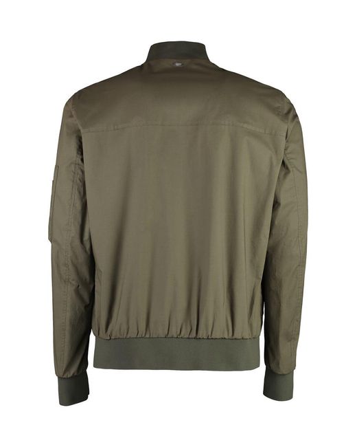 Herno Green Cotton Bomber Jacket for men