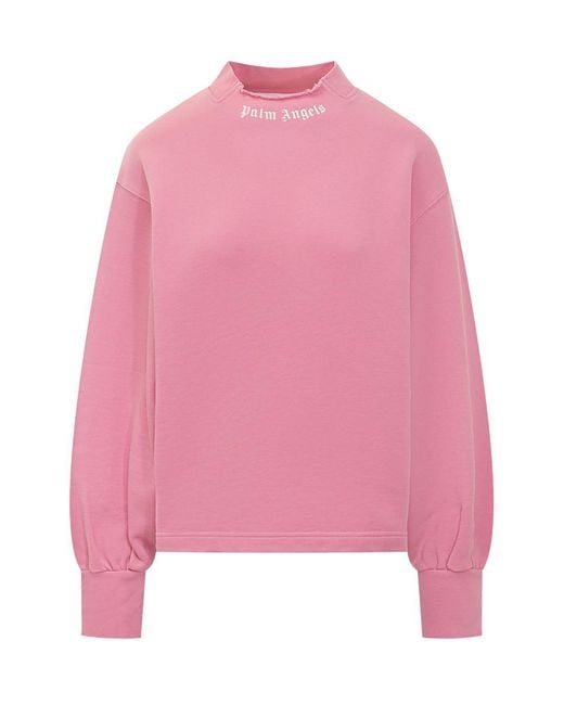 Palm Angels Pink Sweatshirt With Embroidered Logo