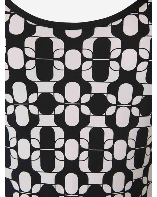 Moncler White Printed Elastic Swimsuit