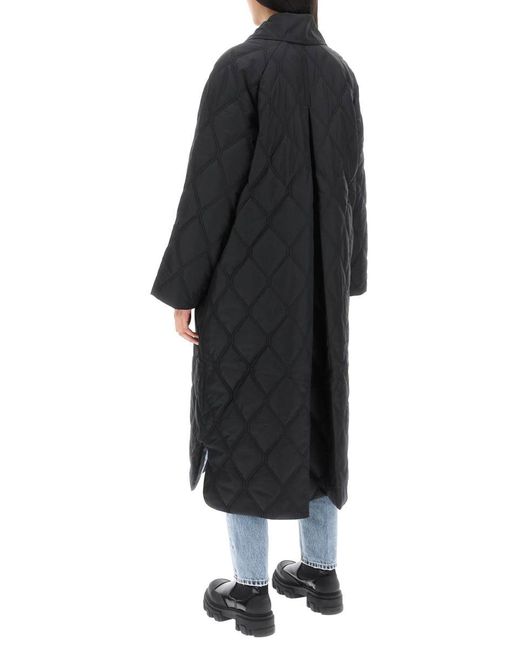 Ganni Black Quiled Coat