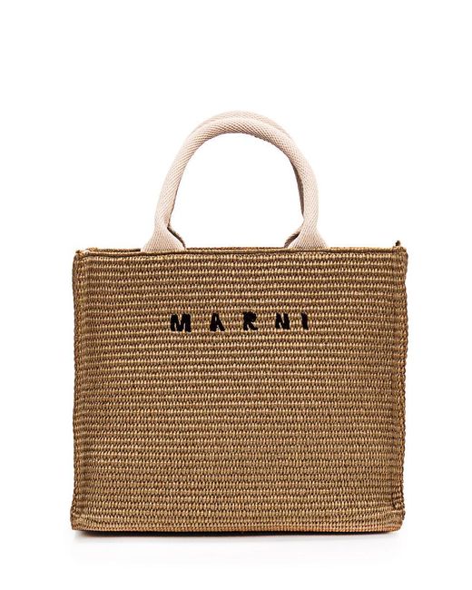 Marni Brown Small Rafia Bag