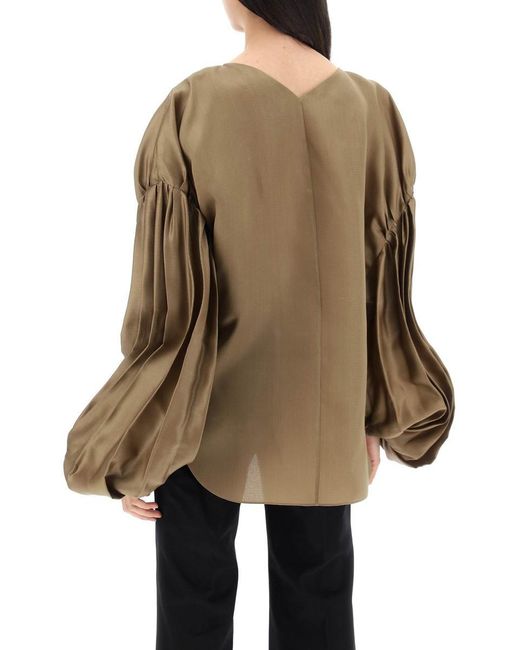 Khaite Natural "Quico Blouse With Puffed Sleeves