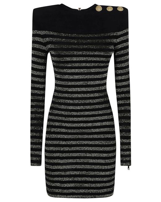 Balmain Black Lurex® Striped Minidress