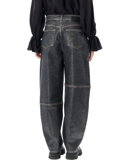Ganni Black Shimmery Foil Stary Jeans