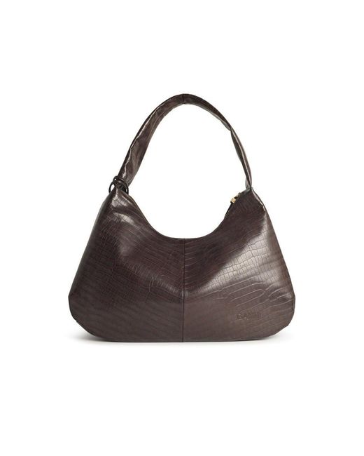 Ganni Brown 'Bou Croco Xxl' Recycled Leather Blend Bag