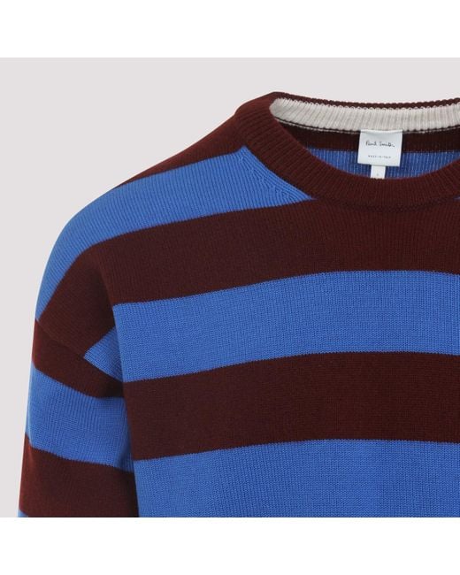 Paul Smith Blue Bold Striped Crew Neck Pullover for men