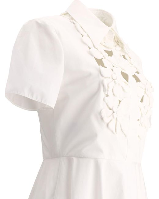 Valentino White Dress With Hibiscus Embroidery